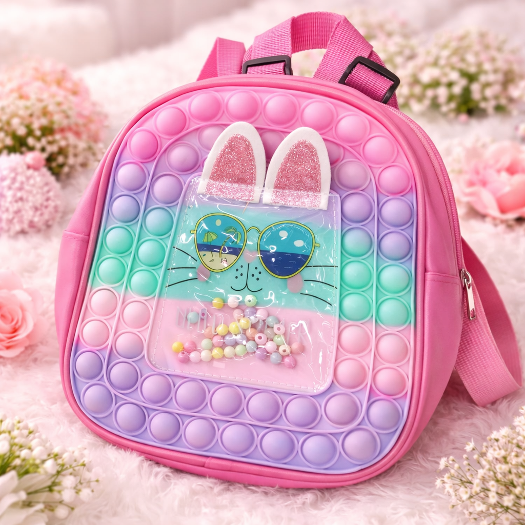 SMILE BABY Pop-It Bunny Backpack for Kids | Cute Pastel School Bag