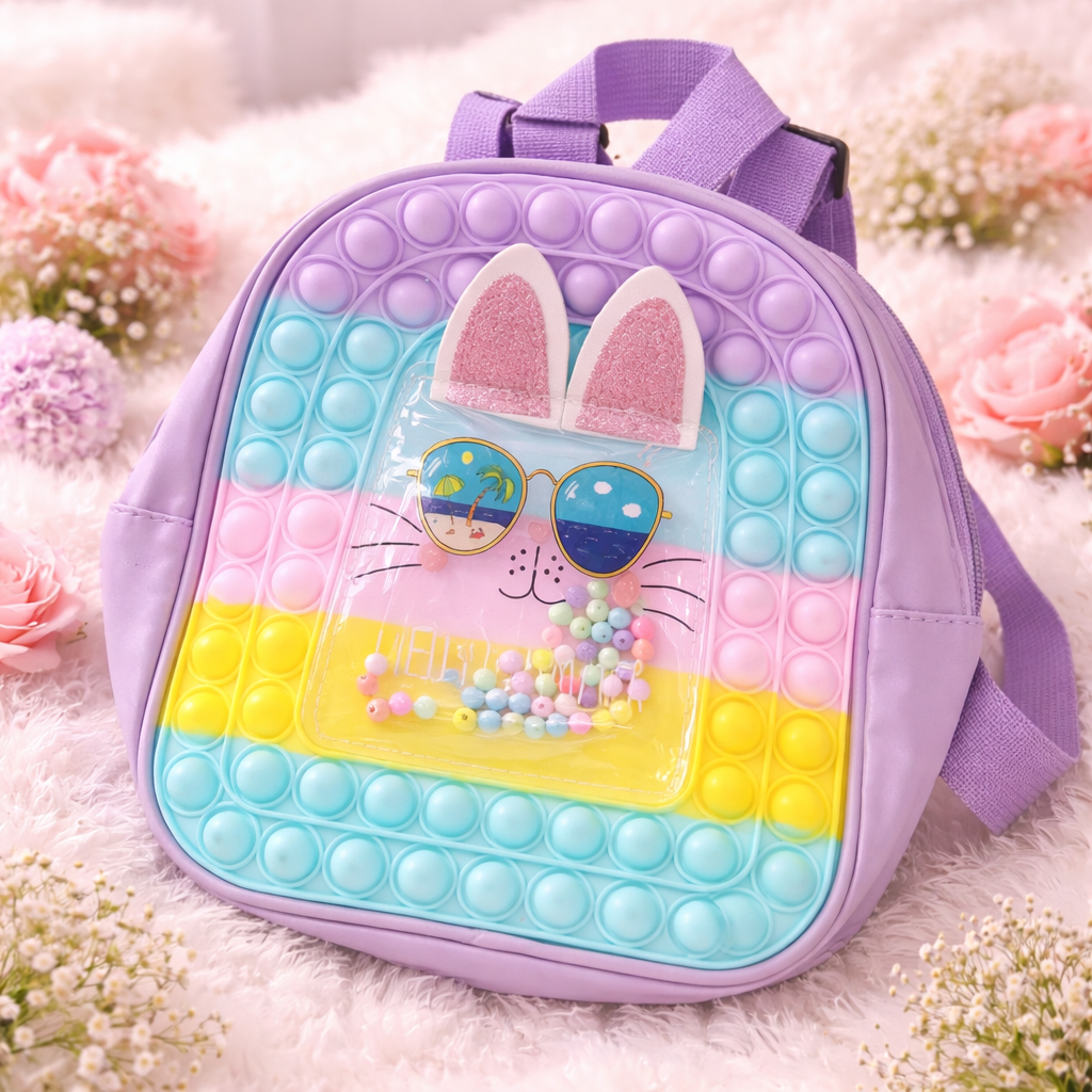 SMILE BABY Pop-It Bunny Backpack for Kids | Cute Pastel School Bag