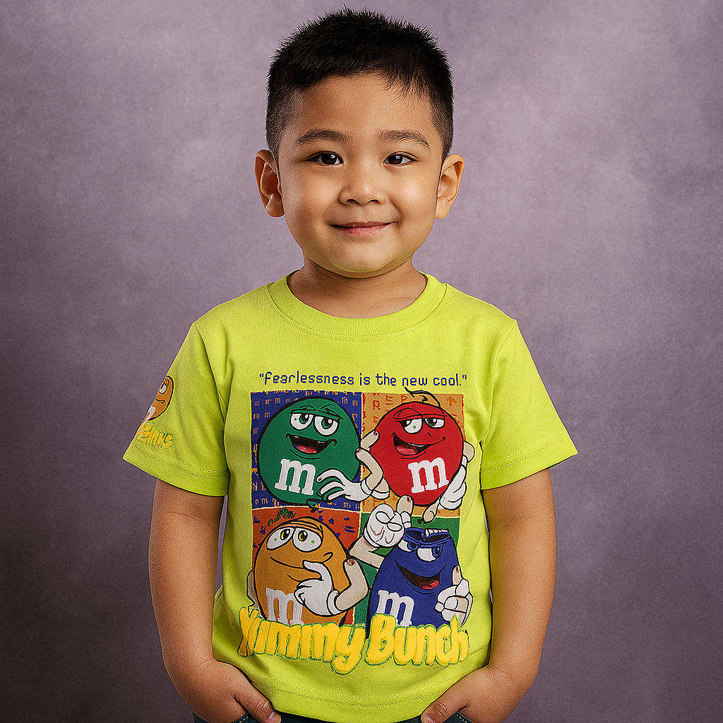 Smile Baby Boys & Girls Cartoon Print T-Shirt – Neon Green & Black | Age 12 Months to 4 Years