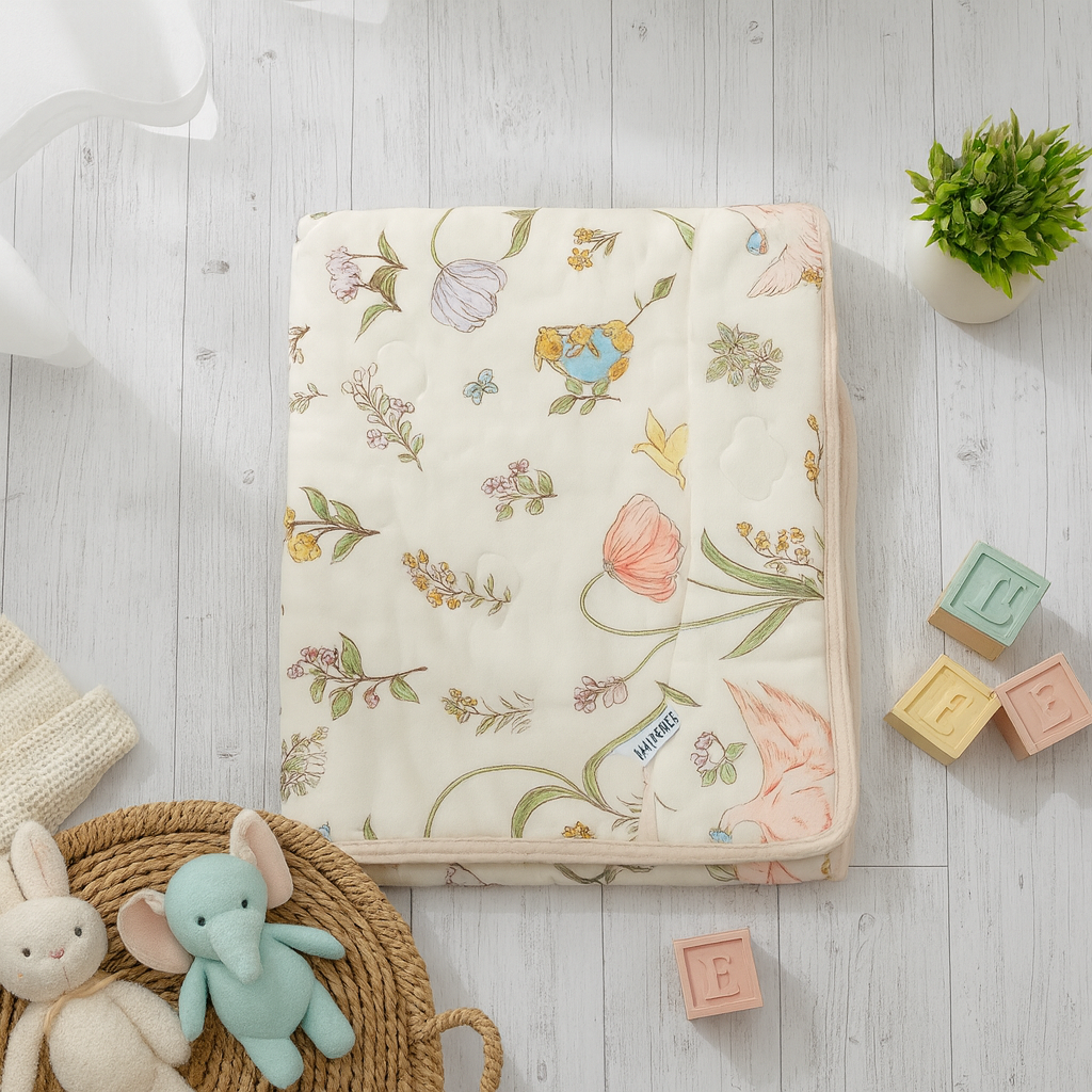 Smile Baby Muslin Blanket 100×100 cm – 4 Cute Prints (Flower, Teddy, Nice Teddy, Lily Flower)