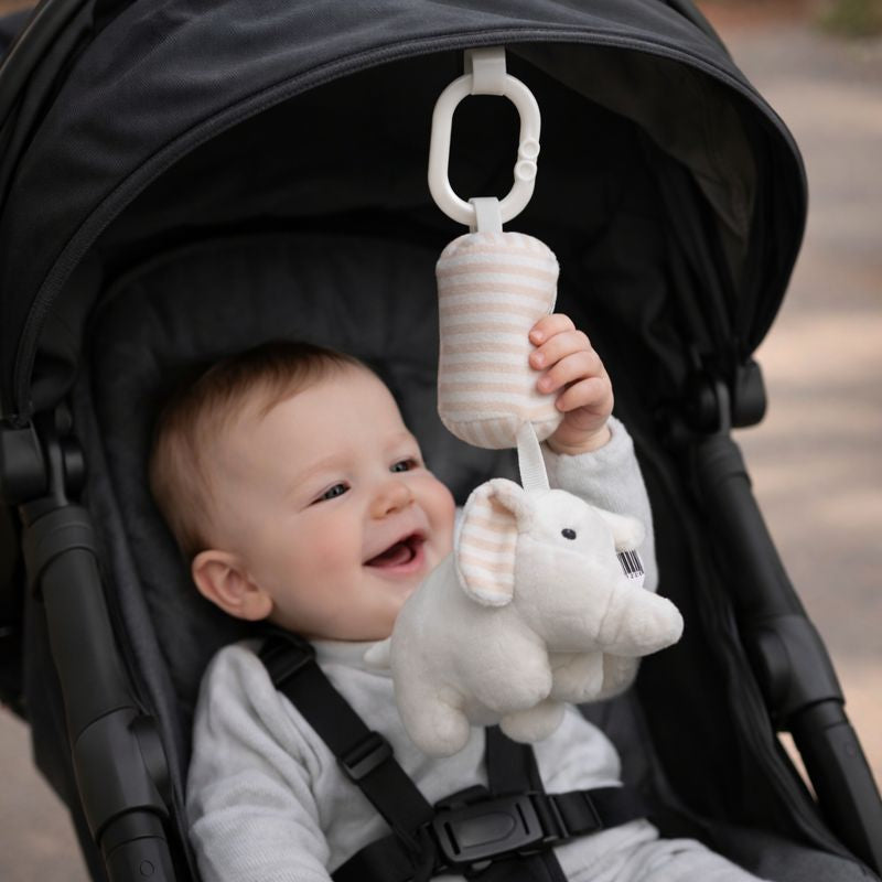 Elephant Hanging Plush Toy for Babies | Soft Crib & Stroller Hanging Toy | Nursery Toy for Newborn & Infant (0–12 Months) | White / Blue / Pink