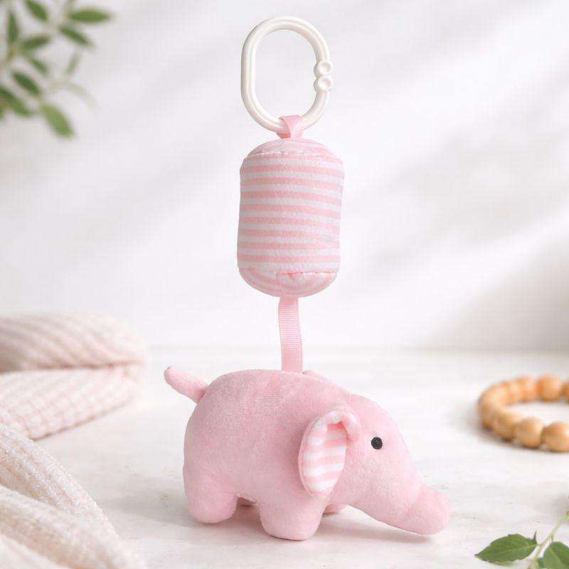 Elephant Hanging Plush Toy for Babies | Soft Crib & Stroller Hanging Toy | Nursery Toy for Newborn & Infant (0–12 Months) | White / Blue / Pink