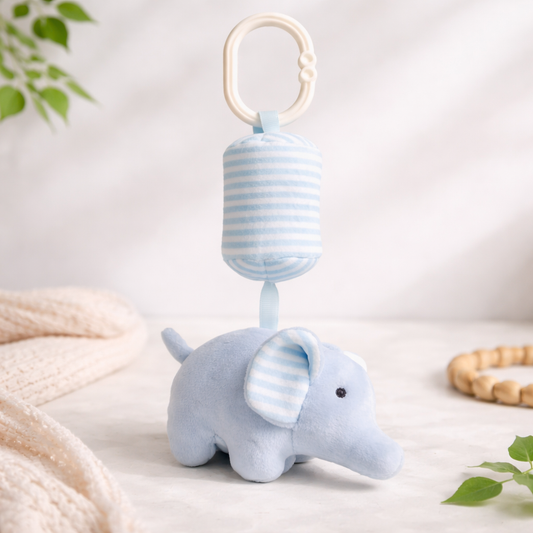 Elephant Hanging Plush Toy for Babies | Soft Crib & Stroller Hanging Toy | Nursery Toy for Newborn & Infant (0–12 Months) | White / Blue / Pink
