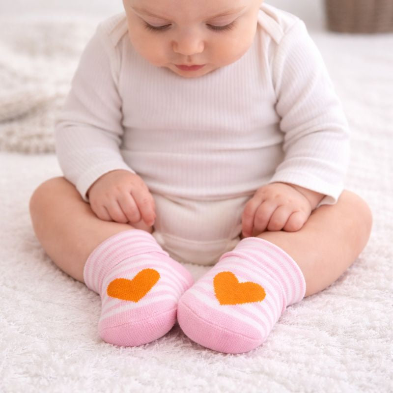 Baby Girl Cotton Socks Set | Soft & Warm Winter Socks | Anti-Slip Comfortable Fit | 0–12 Months | Pack of 3 (Pink)