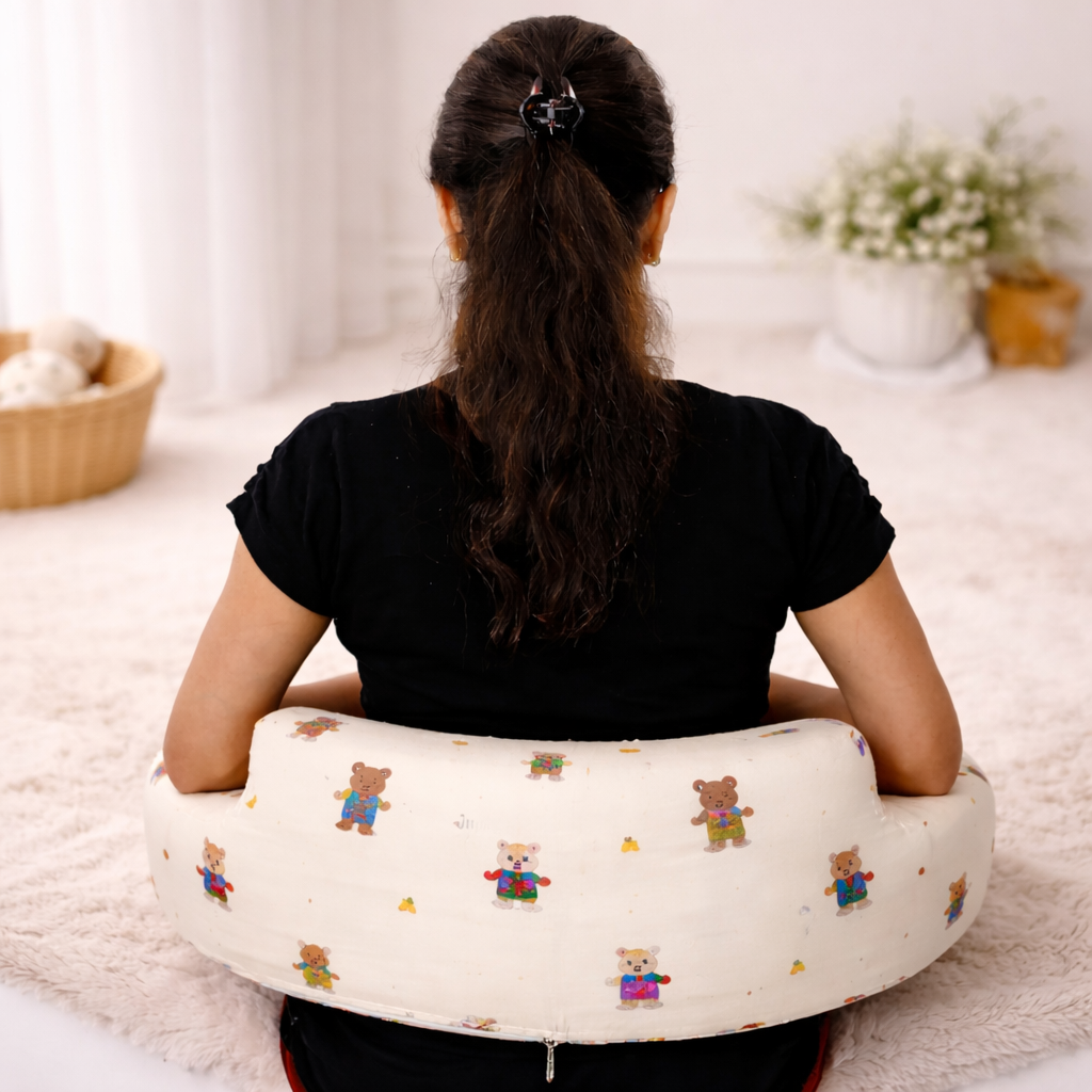 Smile Baby New Born Pillow Feeding | Soft Cotton Baby Feeding Support Pillow with Storage Pocket | Comfortable Nursing & Feeding Cushion for Newborns