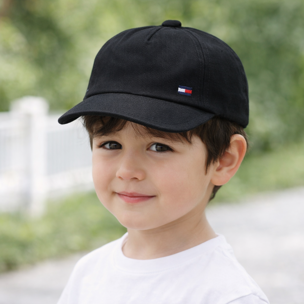 Smile Baby Small Size Cotton Cap – Soft Comfortable Kids Cap (Red / Black / White)