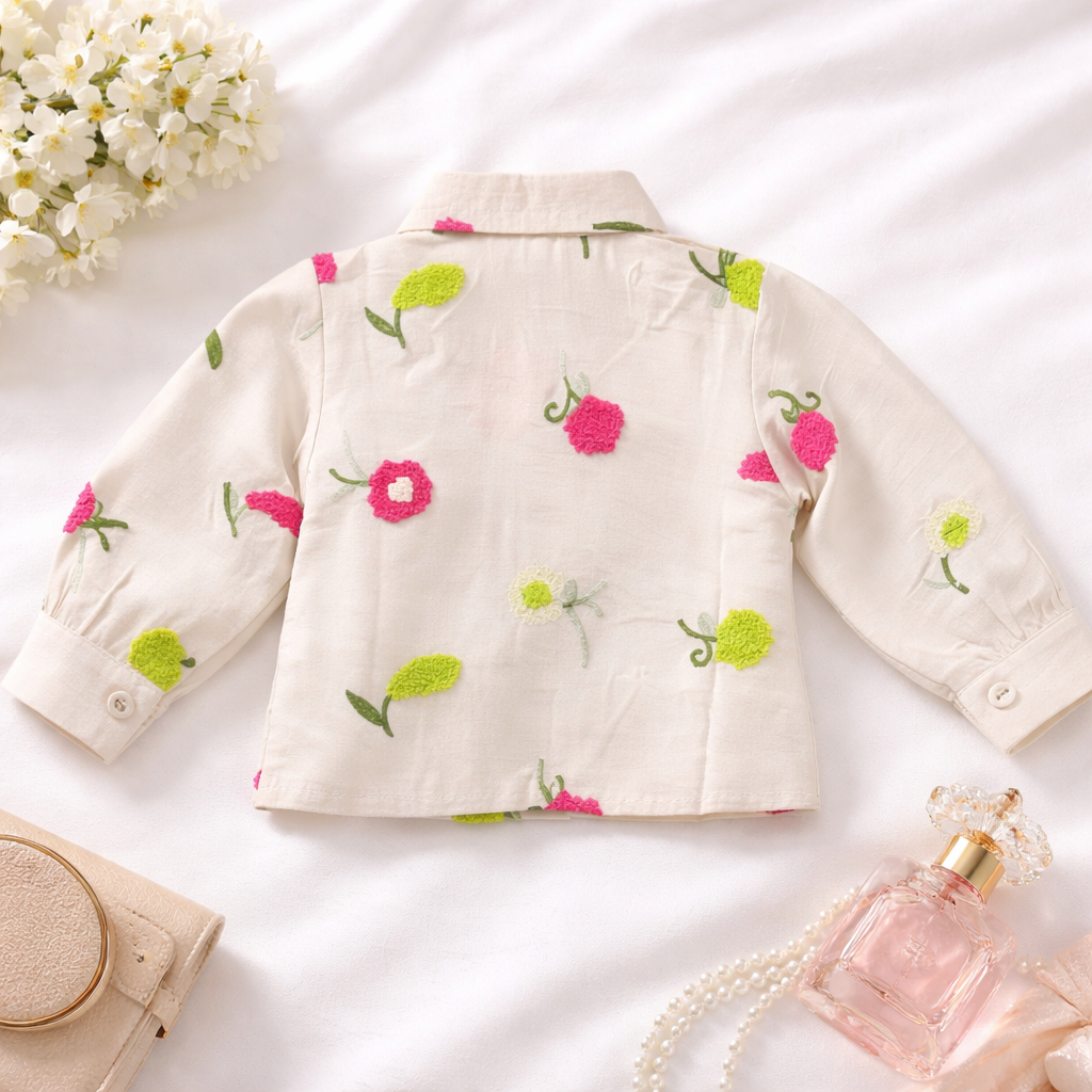 LEMONMINT Girls’ Floral Embroidered Shirt | Age 4 to 14+ Years