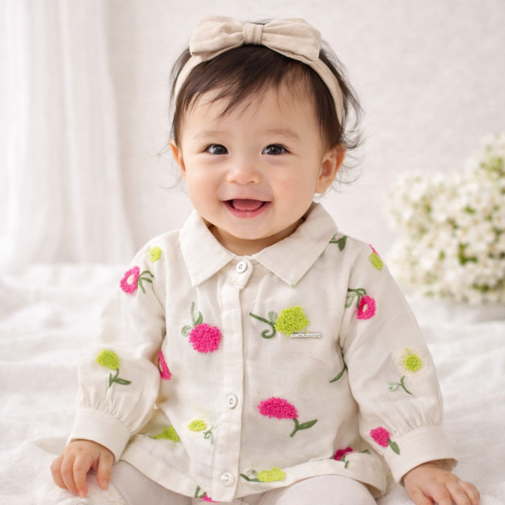 LEMONMINT Girls’ Floral Embroidered Shirt | Age 4 to 14+ Years