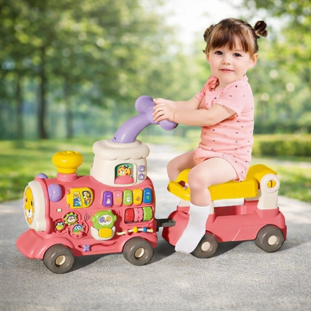 SMILE BABY 5-in-1 Baby Walker & Ride-On Activity Train – Push, Ride, Drag & Learning Toy for Toddlers | Musical & Educational Play Walker , Available in 2 colors