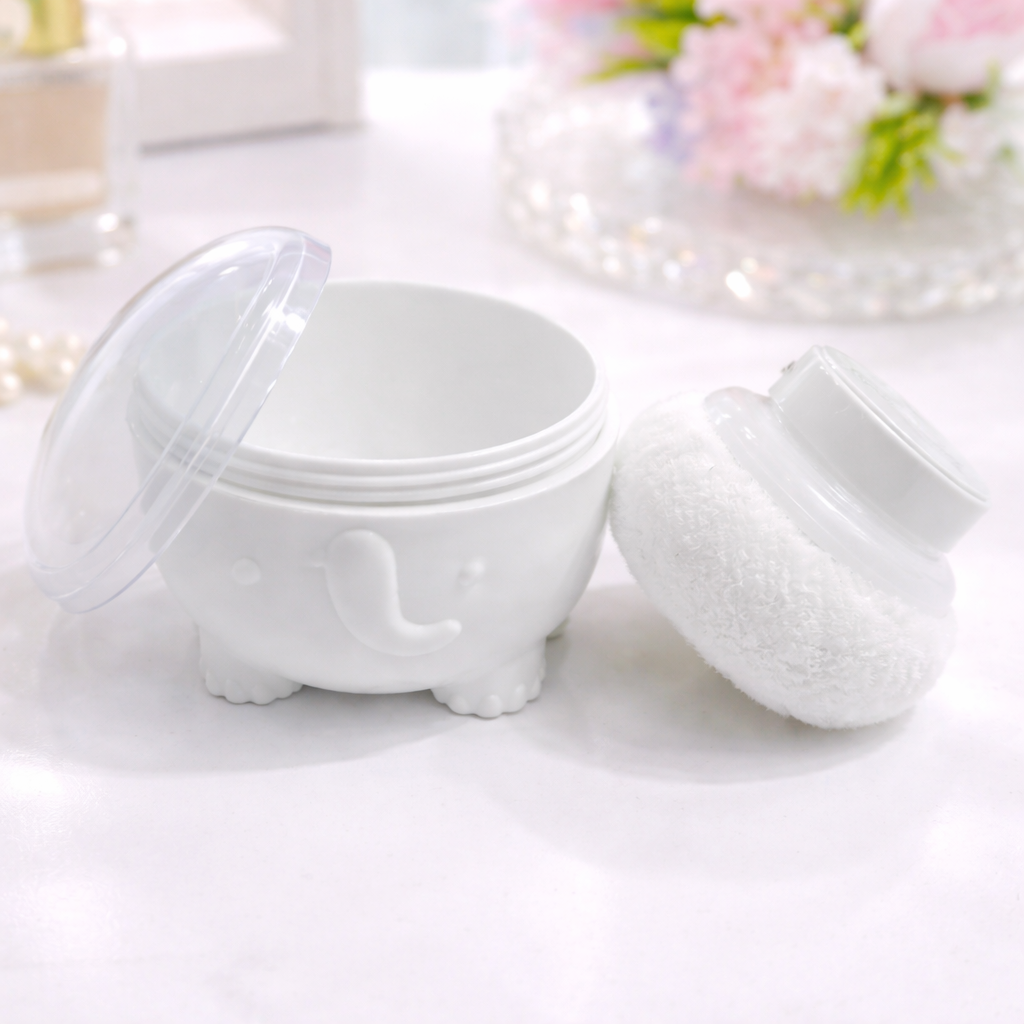 Elephant Shape Baby Powder Box with Soft Puff | BPA-Free, Non-Toxic, Easy to Use
