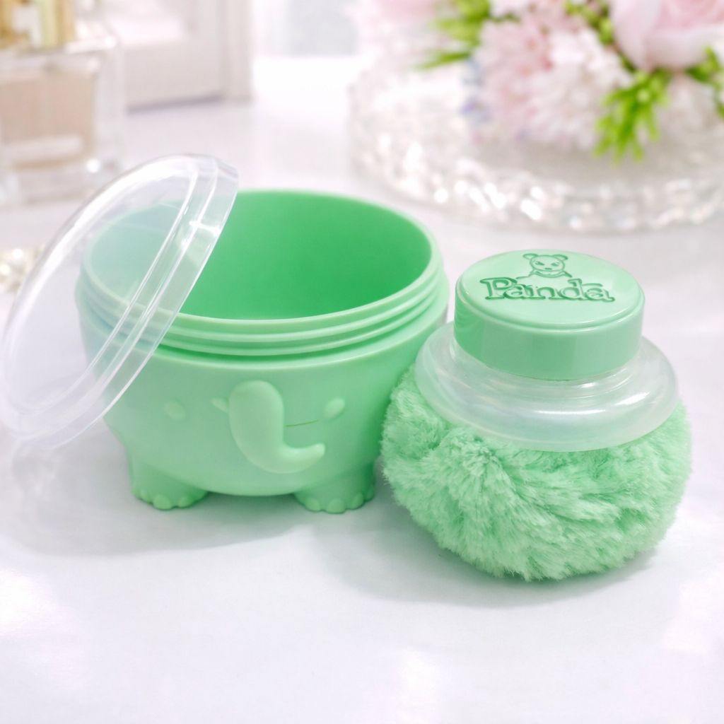 Elephant Shape Baby Powder Box with Soft Puff | BPA-Free, Non-Toxic, Easy to Use