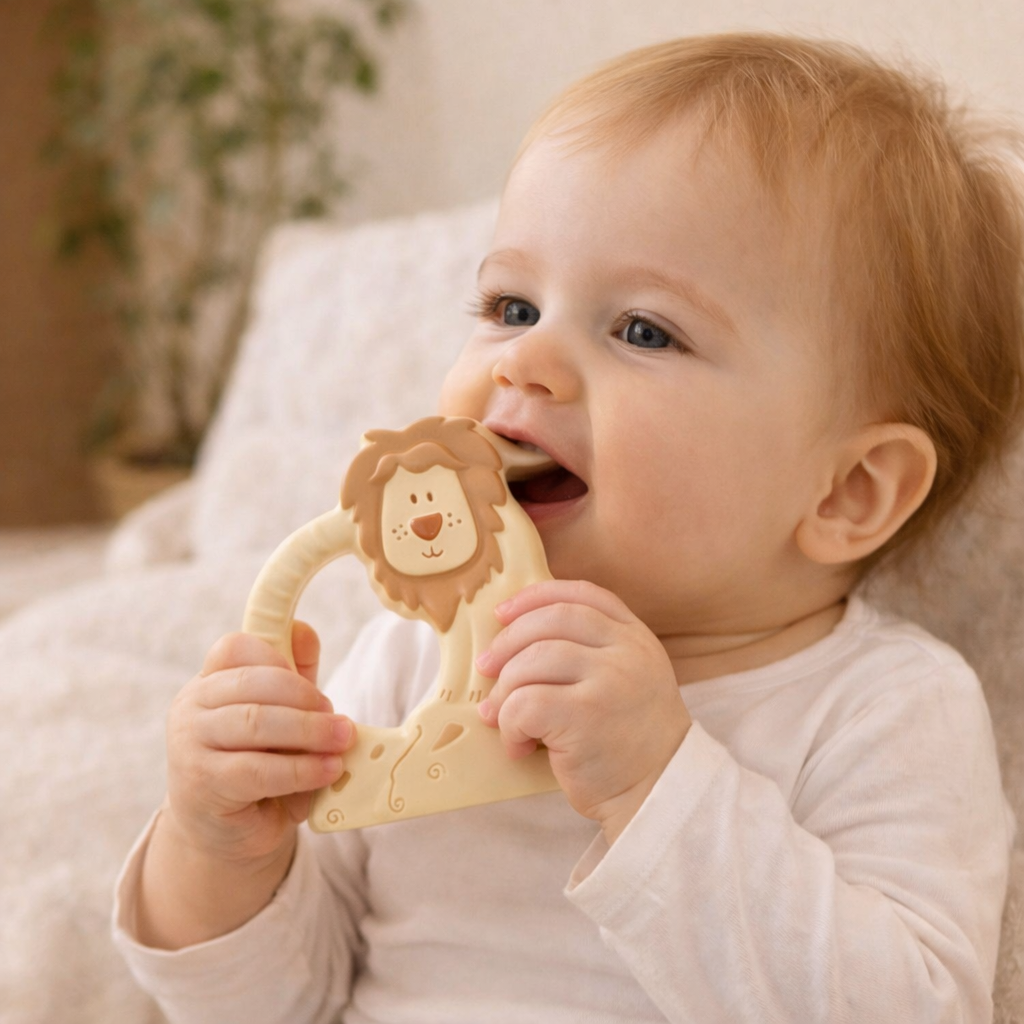 Natkhat Sher™ Natural Rubber Baby Teether by Baby Forest  | BPA-Free, Safe & Easy-Grip Teething Toy