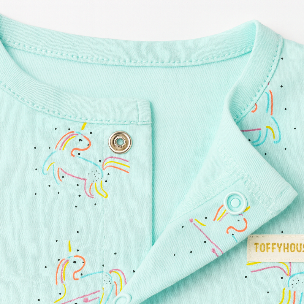 TOFFY HOUSE's F.BLUE Unicorn Night Suit – Full Sleeve Top & Pajama | Soft Cotton | 9M–3Y