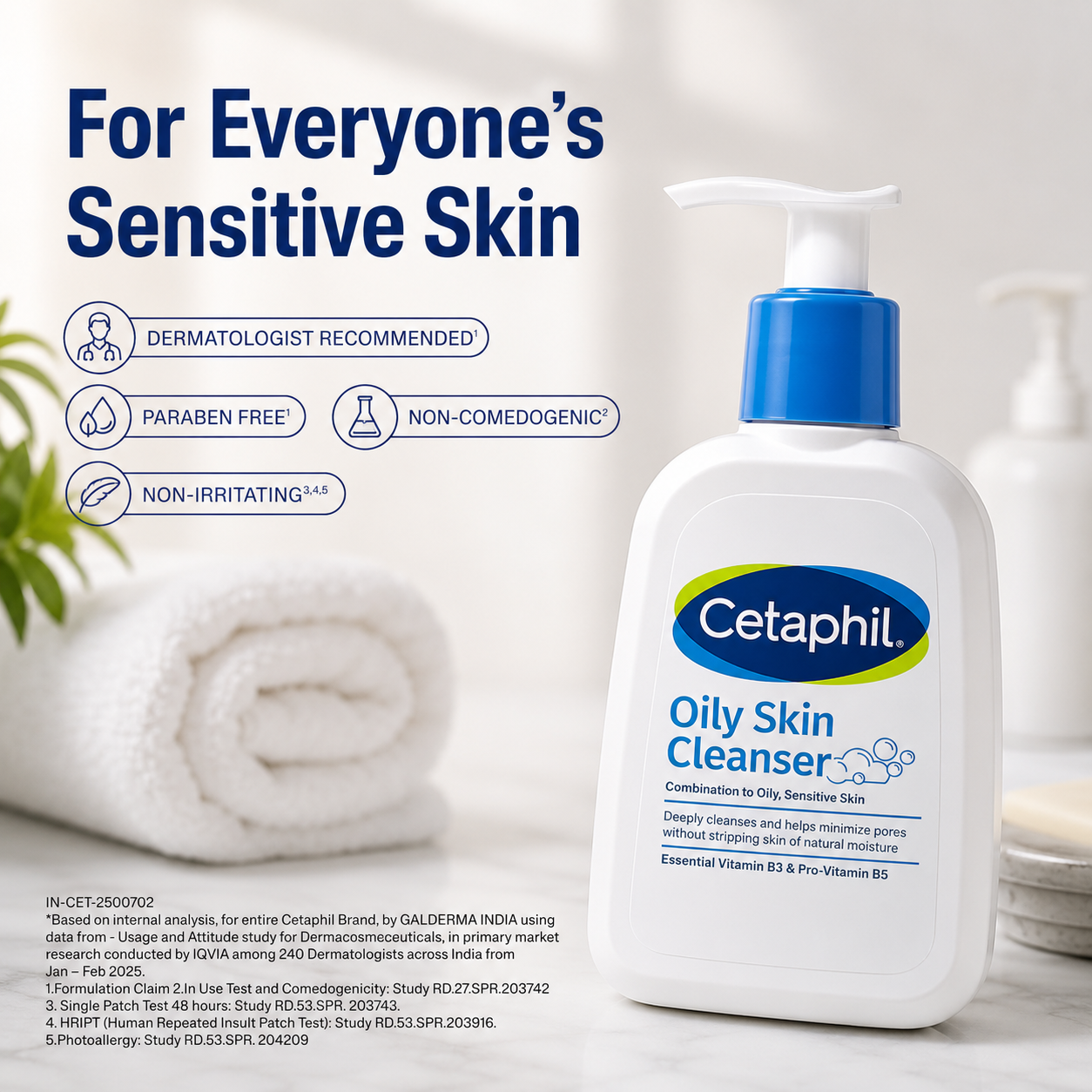 Cetaphil Oily Skin Cleanser for Sensitive Skin with Niacinamide, Glycerin & Panthenol (Vitamin B5), Soap-Free Face Wash, pH Balanced, Non-Comedogenic Daily Cleanser – 236ml