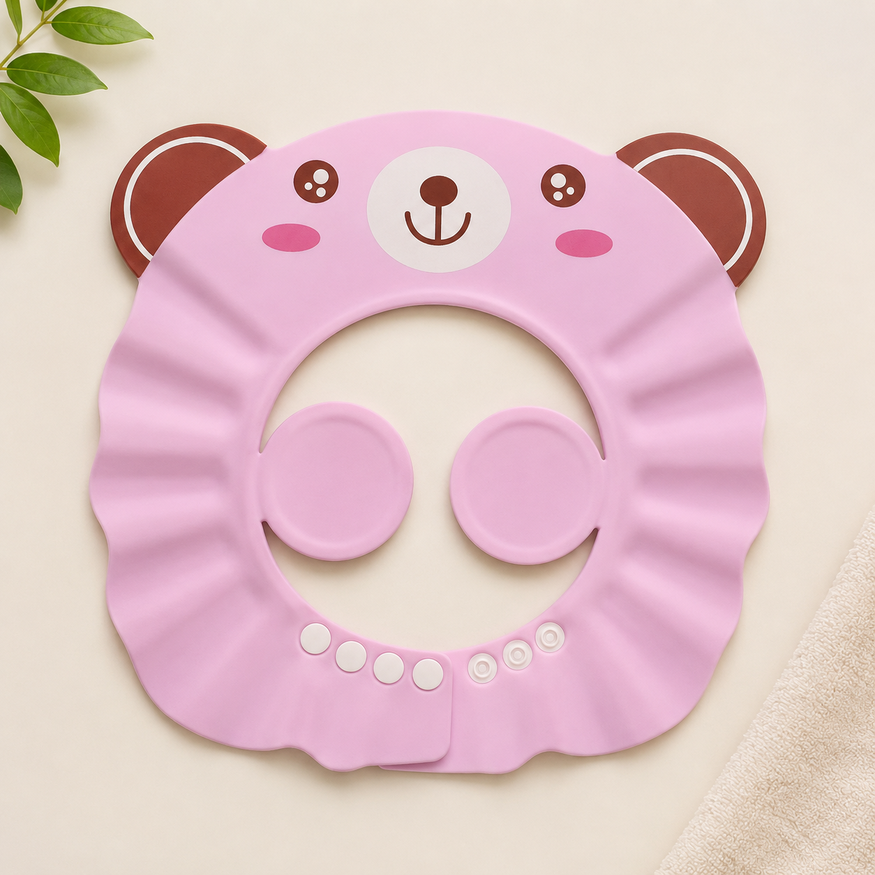 1ST STEP Baby Shampoo Bath Cap for Kids | Soft Adjustable Shampoo Hat with Ear Protection | Splash Guard Bathing Cap for Babies & Toddlers | Pink & Yellow