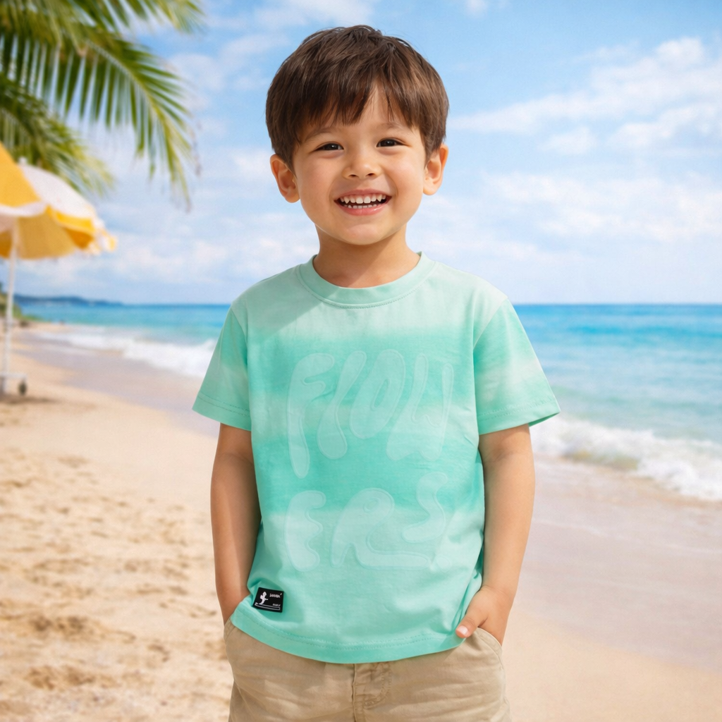 UNIKON Boys Mint Gradient Printed T-Shirt | Stylish Casual Summer Tee for Boys (4–12 Years)