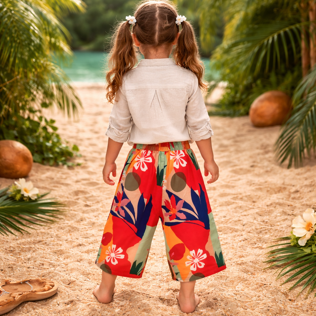Girls Ethnic Beaded Top & Orange Floral Printed Palazzo Pant Set | Kids Festive Wear Outfit (18 Months – 7 Years) – IT’S NEW