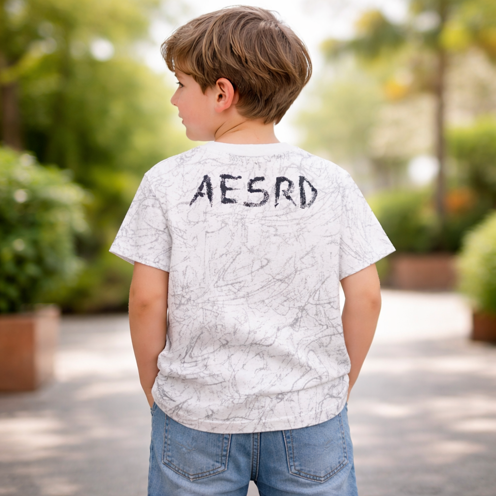 UNIKON Boys Printed T-Shirt – White Abstract Graphic Casual Wear (4 to 12 Years)