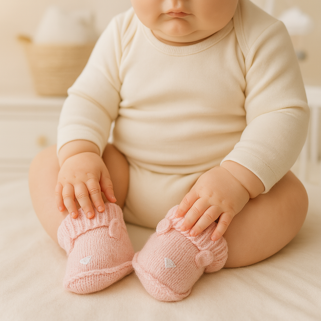 Soft Pink Knitted Baby Booties – Warm & Adorable Winter Footwear