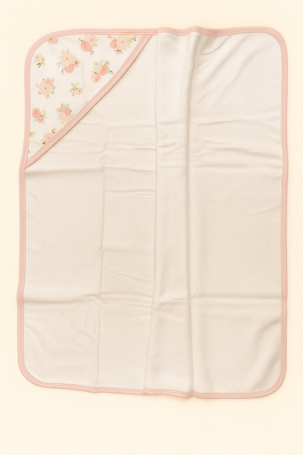 Smile Baby Ultra Soft Hooded Baby Towel | 100% Cotton Bath Towel with Floral Print & Peach Border | Lightweight, Absorbent & Gentle for Newborns & Infants (0-12 Months)