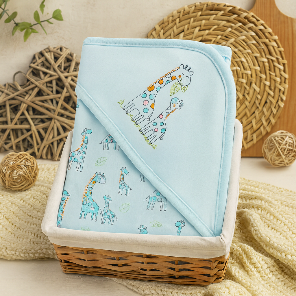 Smile Baby Newborn Wrapper With Hood – Ultra Soft 80×80 cm (Aqua, Beige, L.Pink, Pink, Sky, Blue)