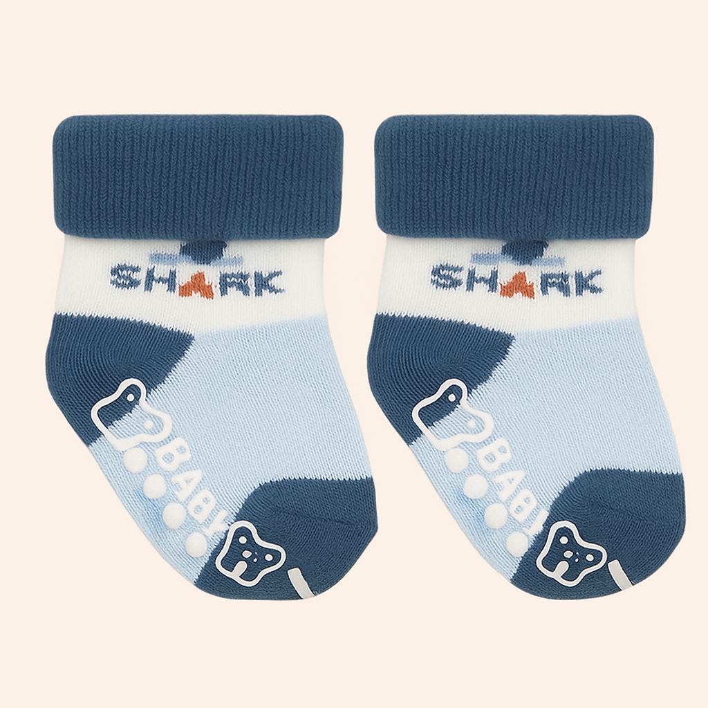 Smile Baby New Born Socks | Soft Cotton Booties for Infants (0–12 Months) | Pack of 3 Warm & Non-Slip Baby Socks