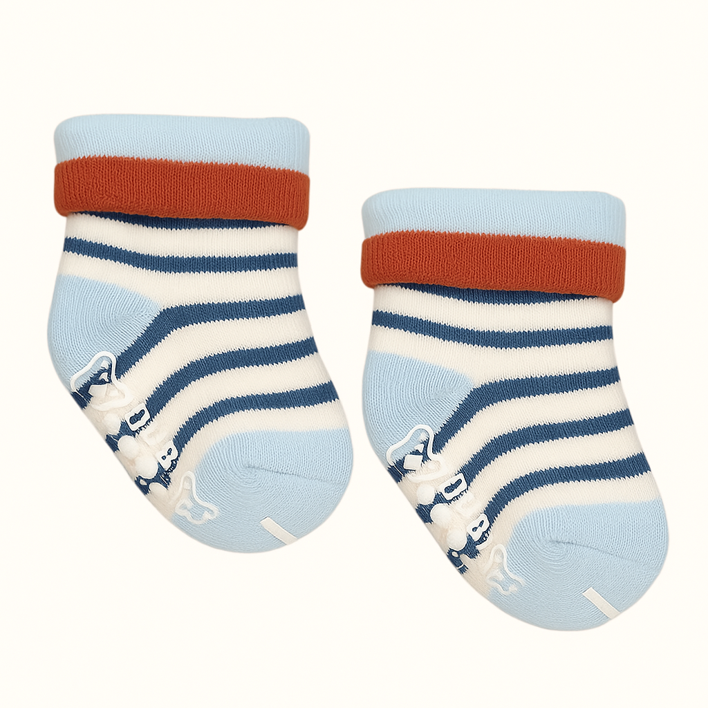 Smile Baby New Born Socks | Soft Cotton Booties for Infants (0–12 Months) | Pack of 3 Warm & Non-Slip Baby Socks