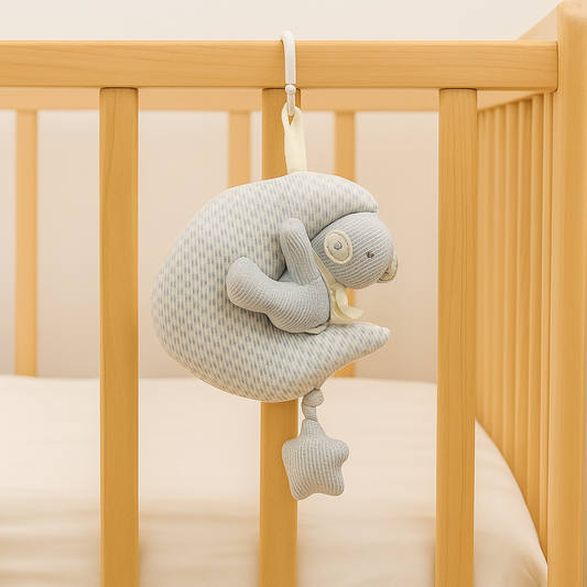 Smile Baby Soft Musical Hanging Toy – Moon and Teddy Design | Crib, Stroller & Cot Hanging Toy for Newborns (Grey)