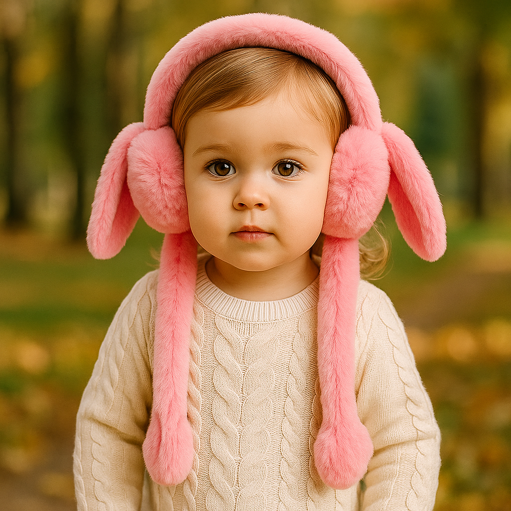 Smile Baby Plush Bunny Earmuffs with Moving Jumping Ears | Soft Warm Winter Ear Covers for Kids & Girls | Fun Air-Pump Jumping Ears Design –  Unicorn Shades