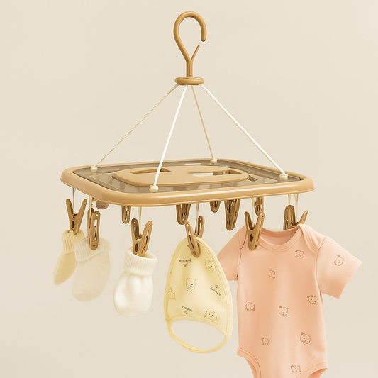 Smile Baby Foldable Multipurpose Hanging Clip Dryer – Compact, Sturdy & Space-Saving (Available in Beige & Grey)