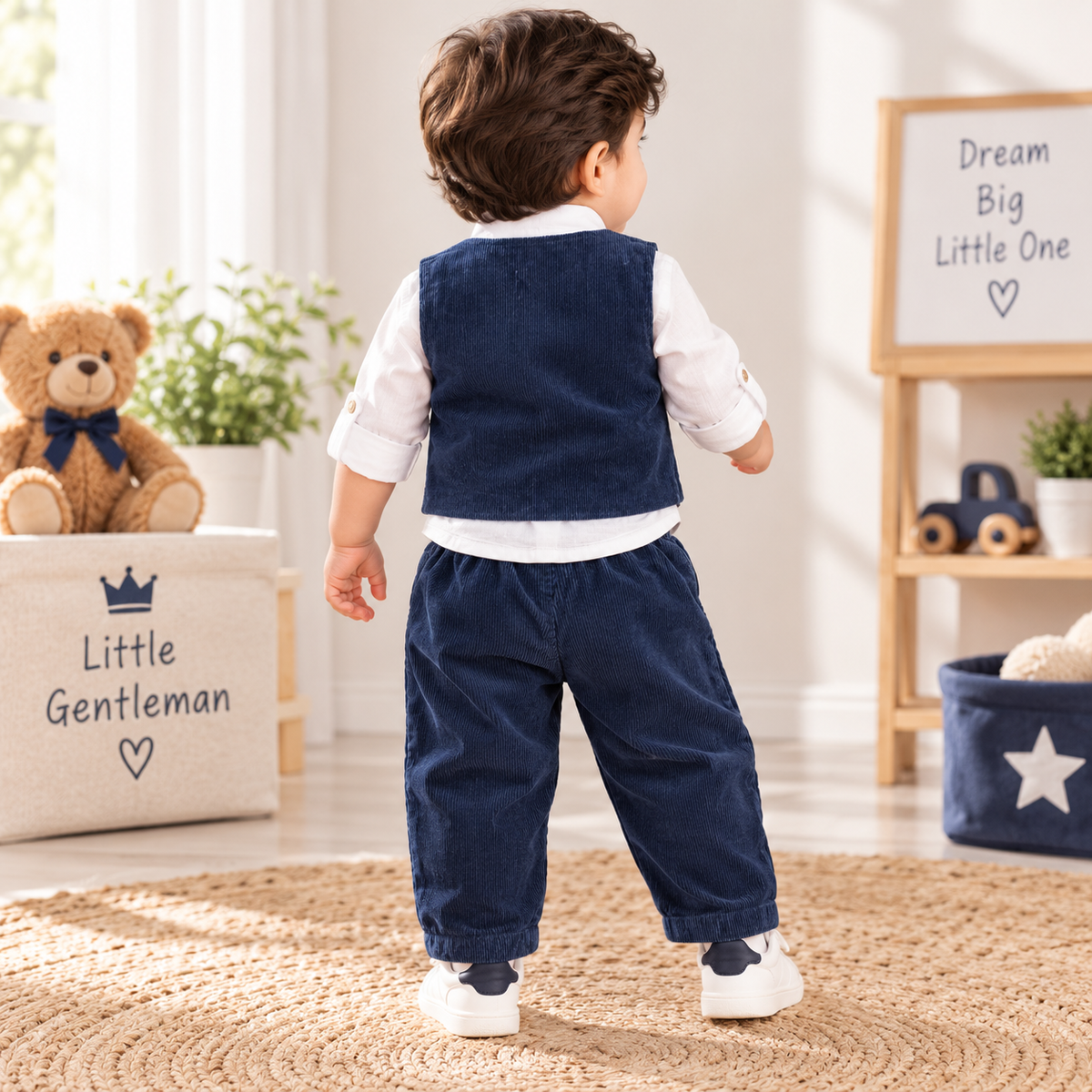 Blue Boys Party Wear Set | Bow Tie Waistcoat Set | SMILE BABY | 3M TO 18M 