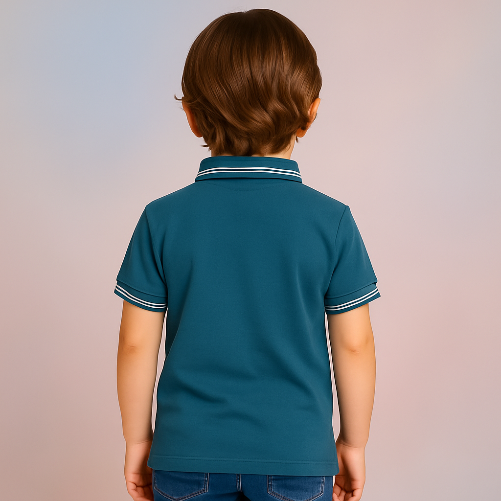 Smile Baby Polo T-Shirt for Boys (12 Months to 12 Years) AIR FORCE & Cream color