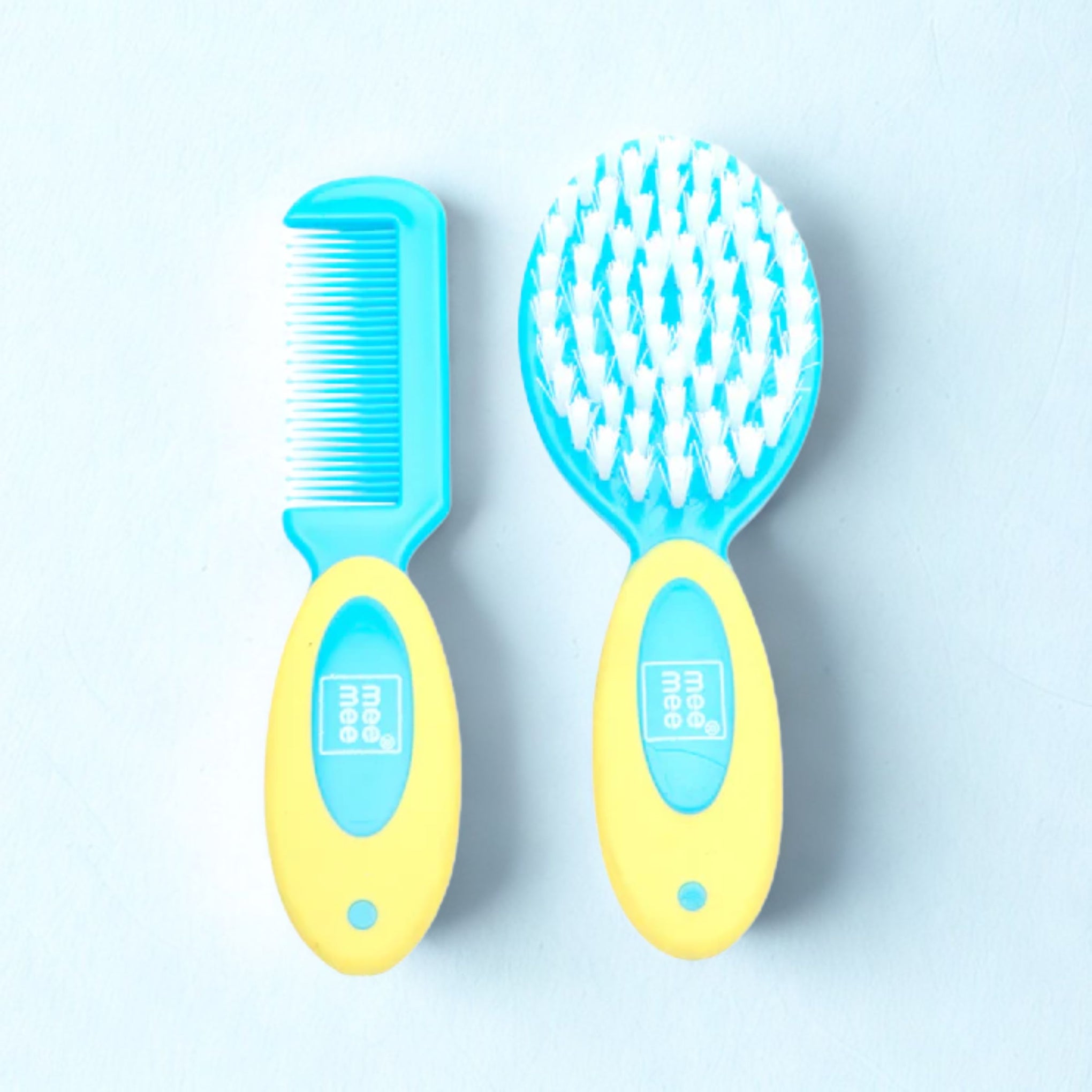 Mee Mee Baby Comb & Brush Set with Soft Nylon Bristles & Rounded Teeth for Gentle Care (blue)