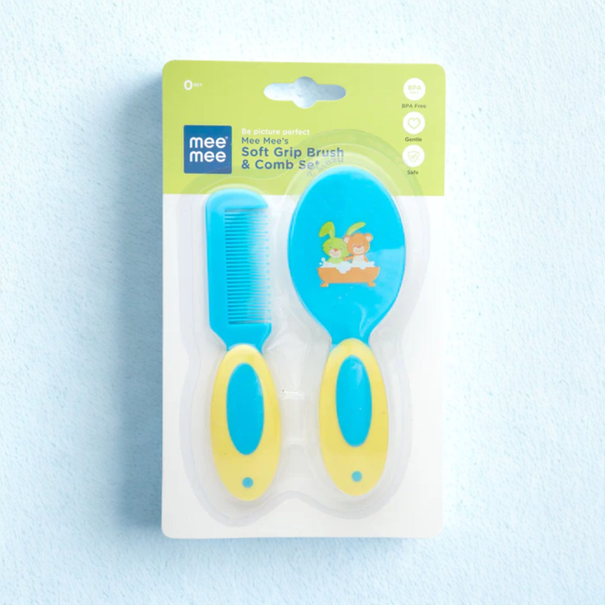 Mee Mee Baby Comb & Brush Set with Soft Nylon Bristles & Rounded Teeth for Gentle Care (blue)