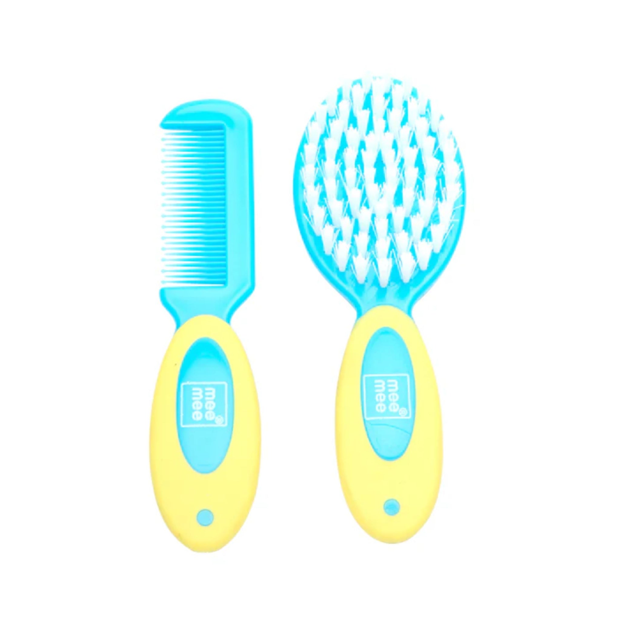 Mee Mee Baby Comb & Brush Set with Soft Nylon Bristles & Rounded Teeth for Gentle Care (blue)