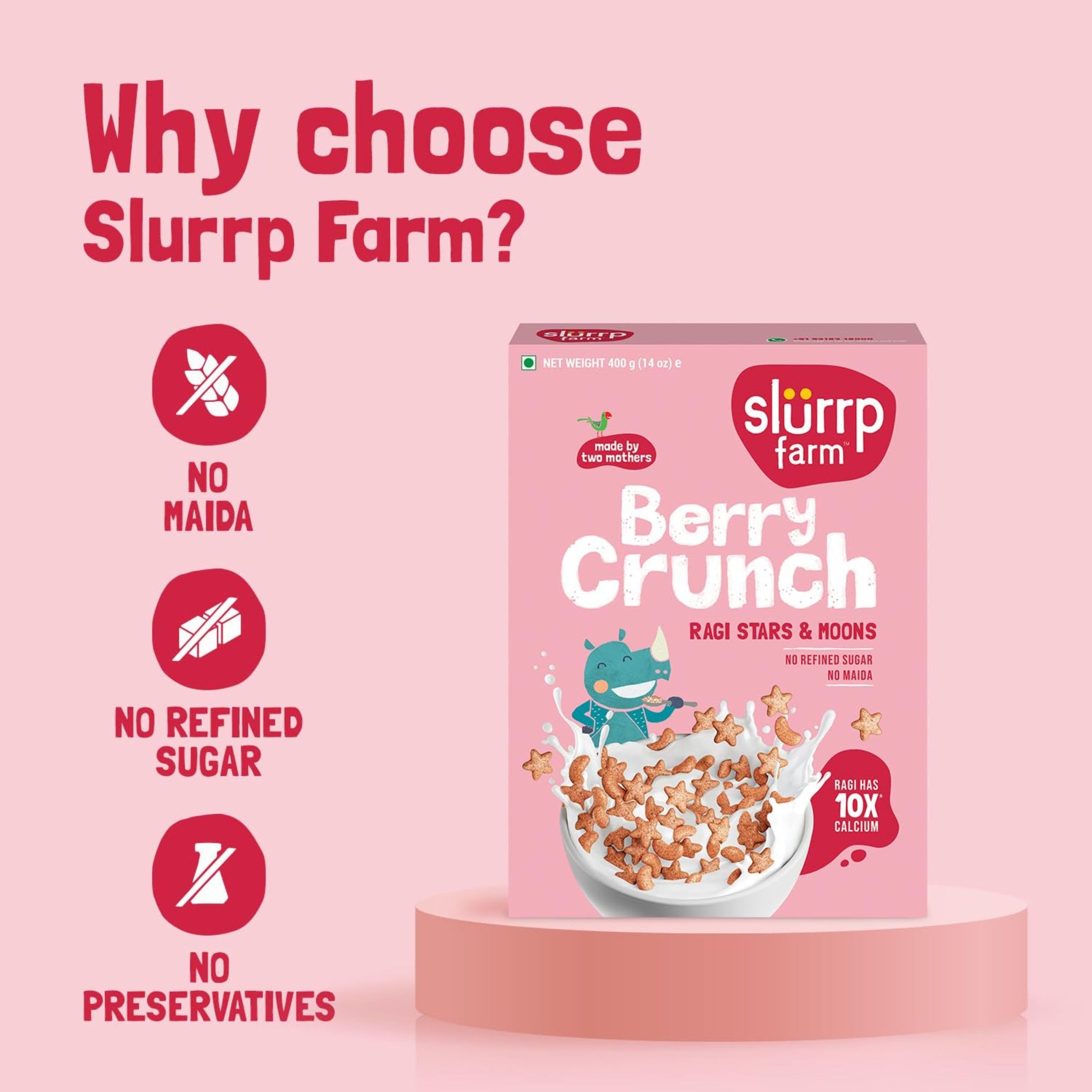 Slurrp Farm Cereal – Berry Crunch Strawberry & Choco Crunch Chocolate | 2 Variants | 400 g