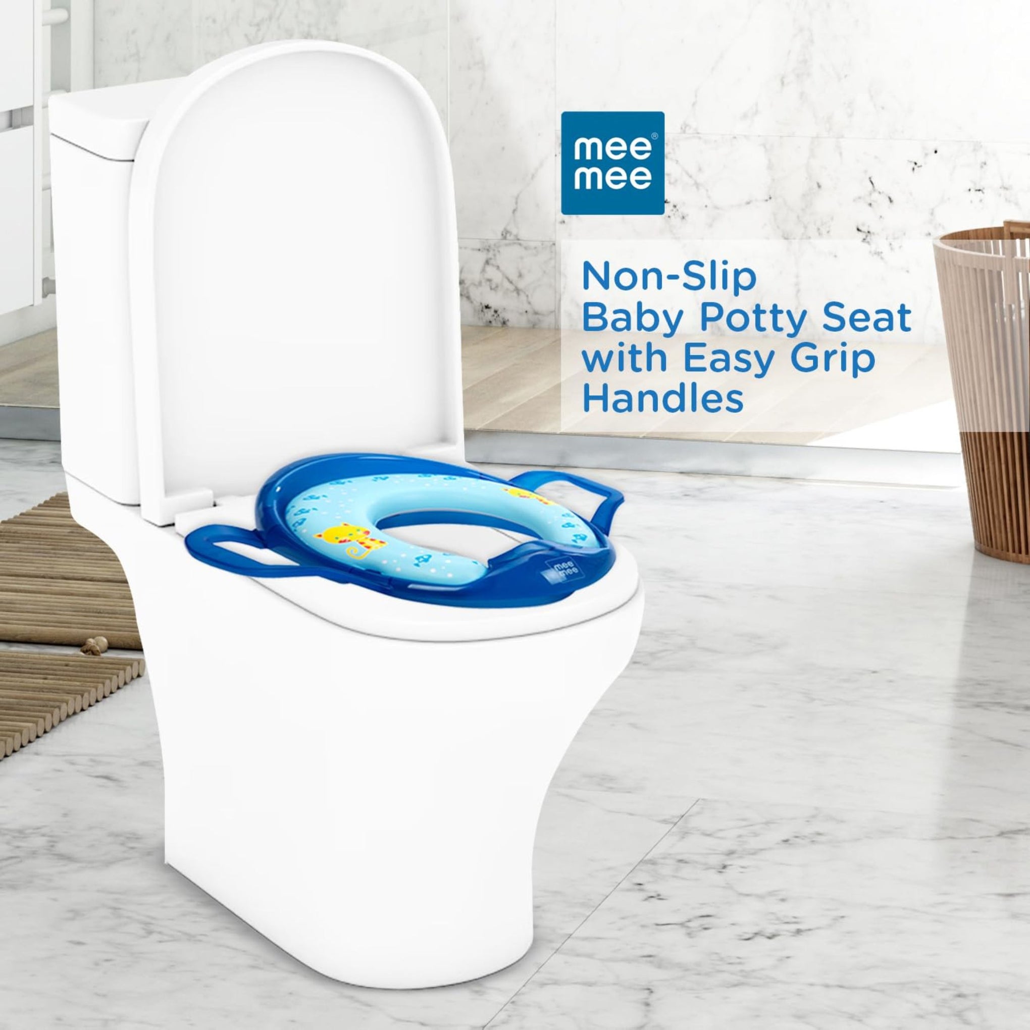 Mee Mee Soft Cushioned Potty Seat with Support Handles / TRAVEL FRINDLY / POTTY TRAINING SEAT (Regular, Blue)