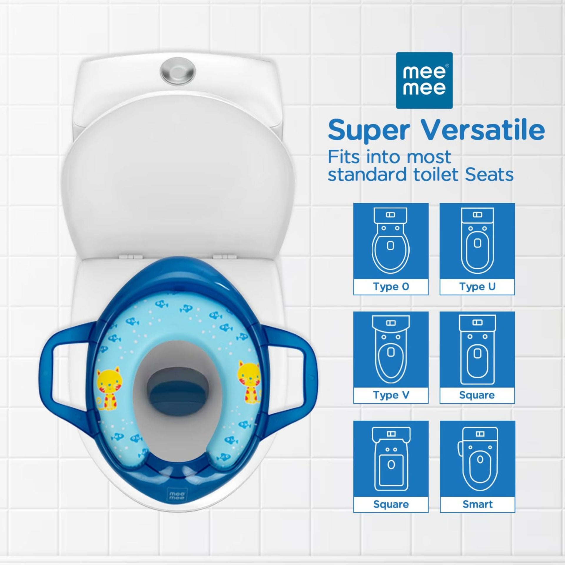 Mee Mee Soft Cushioned Potty Seat with Support Handles / TRAVEL FRINDLY / POTTY TRAINING SEAT (Regular, Blue)
