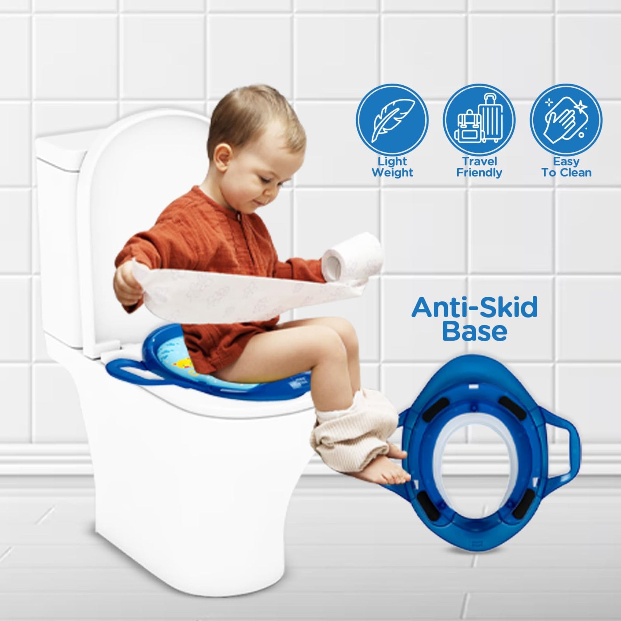 Mee Mee Soft Cushioned Potty Seat with Support Handles / TRAVEL FRINDLY / POTTY TRAINING SEAT (Regular, Blue)