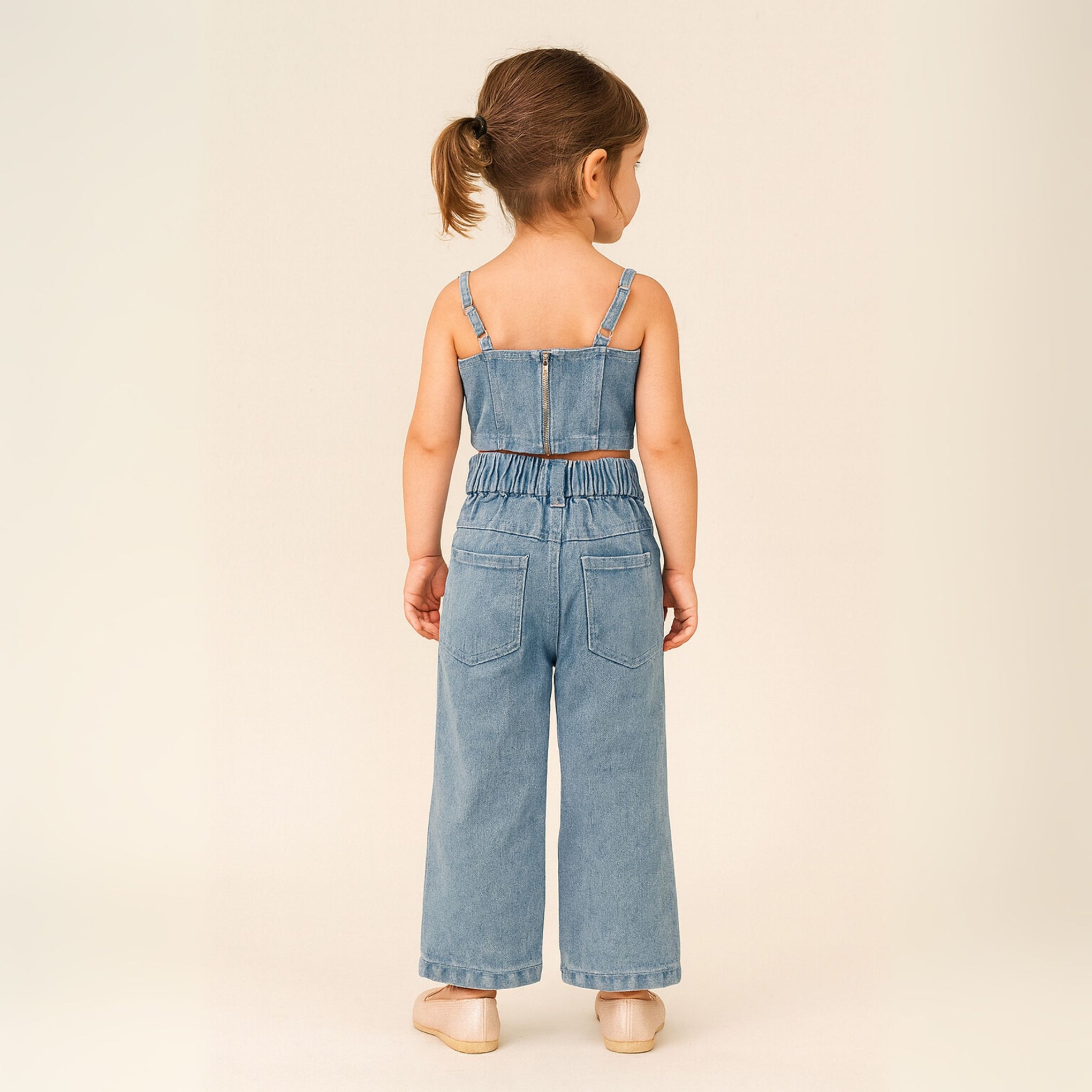 Smile Baby Light Denim Two-Piece Outfit for Girls | Age 18 Months–8 Years