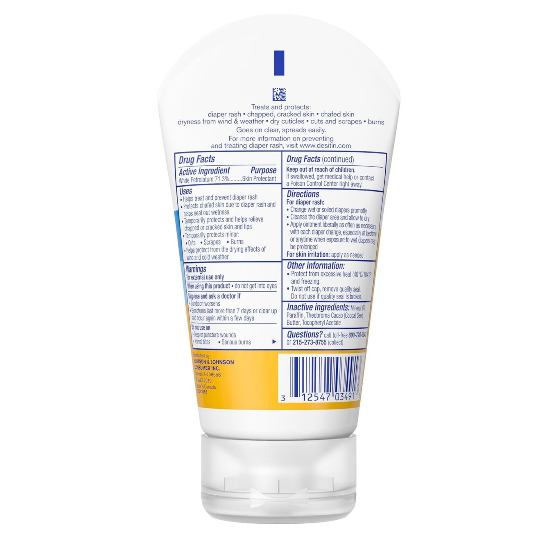 Desitin Skin Protectant and Diaper Rash Multi-Purpose Healing Ointment – 100g (3.5 oz)