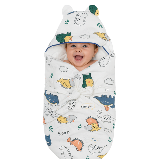Smile Baby Dinosaur Roar Baby Swaddle Wrap with Hood – 0-6 Months