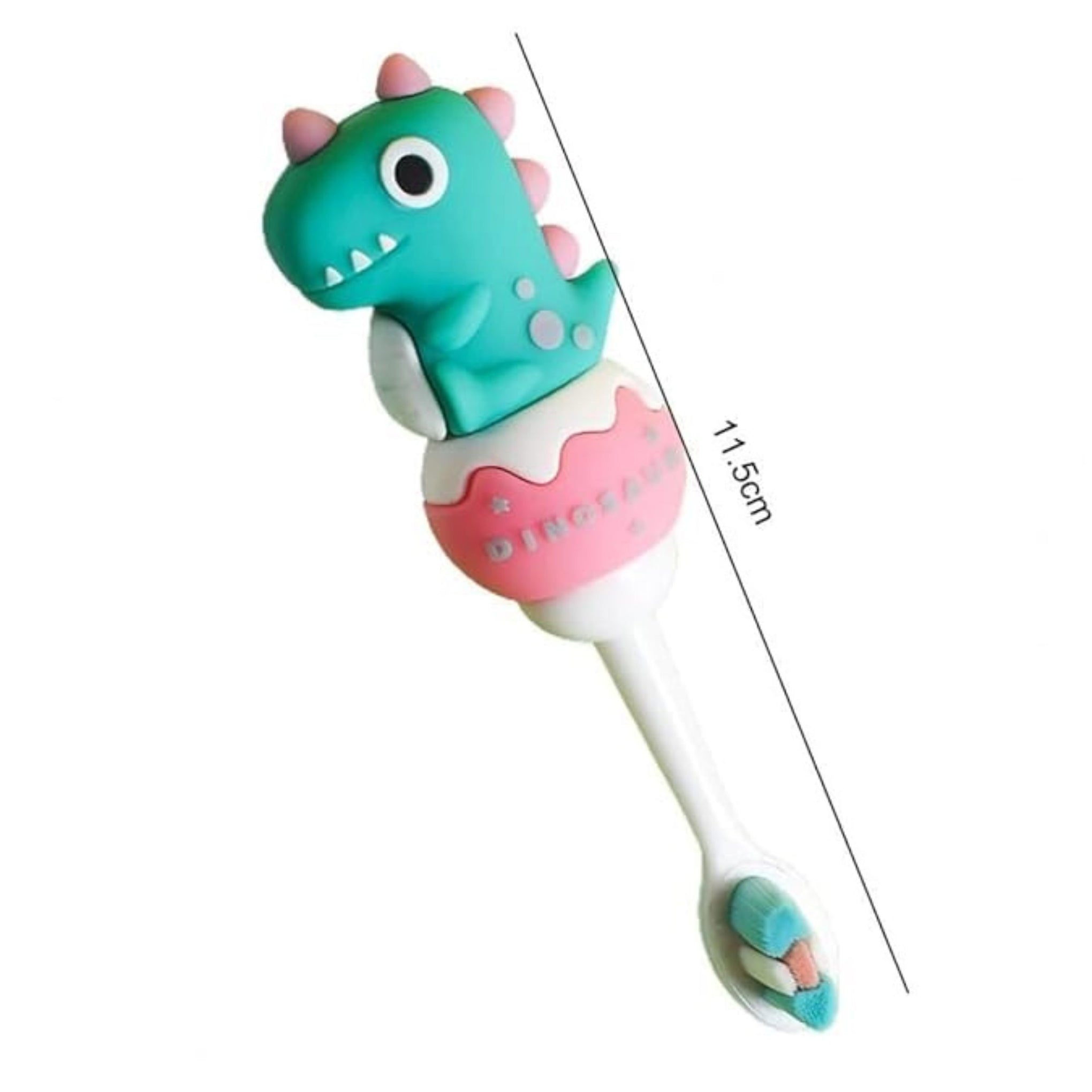 Smile Baby 3D Cartoon Handle Soft Bristles Manual Operation Toothbrush For Children's With Travel Case For Toddler 2 To 7 Years (Dino Green/Pink)