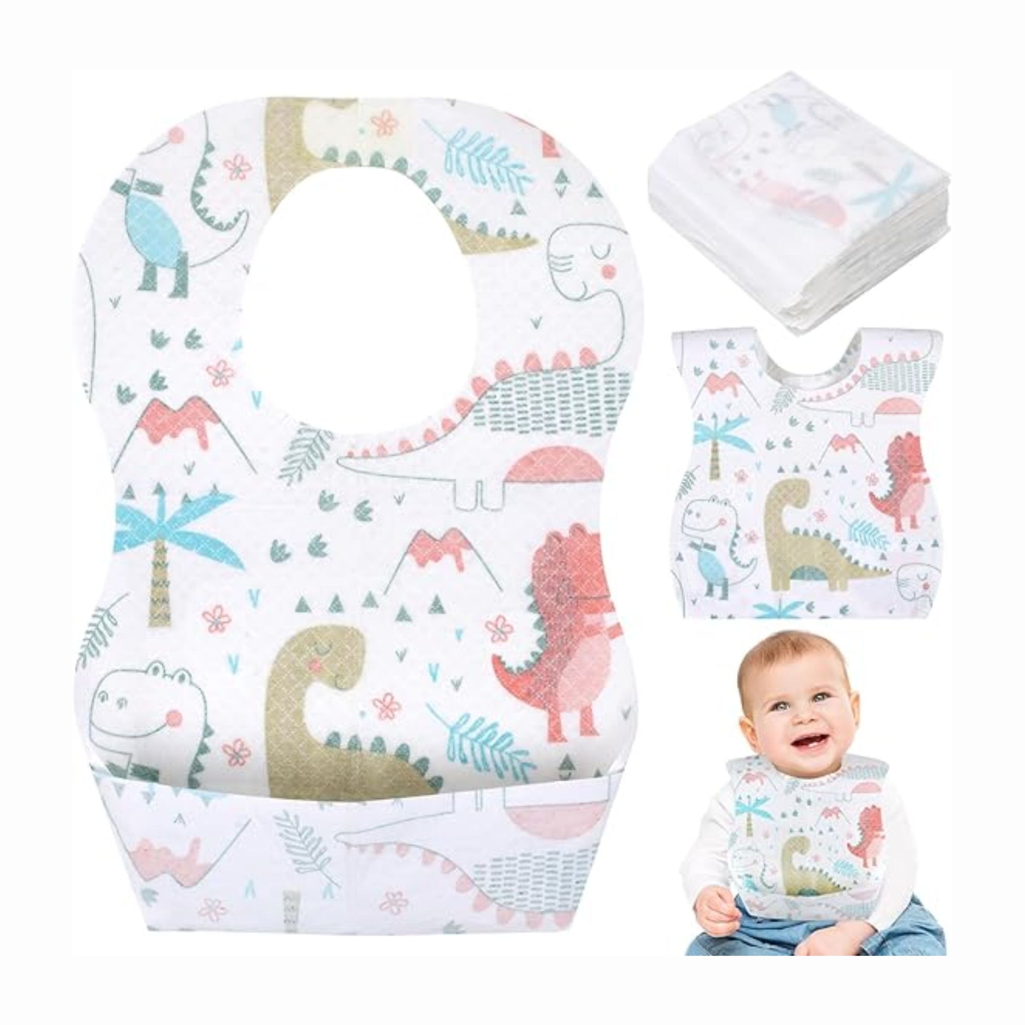 Smile Baby Disposable Baby Bibs Soft Travel Bibs for Feeding Infant Babies Use and Throw Bibs Toddler Drool Burp Apron / 10PEC In One Pack