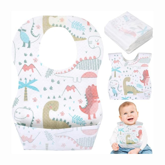 Smile Baby Disposable Baby Bibs Soft Travel Bibs for Feeding Infant Babies Use and Throw Bibs Toddler Drool Burp Apron / 10PEC In One Pack