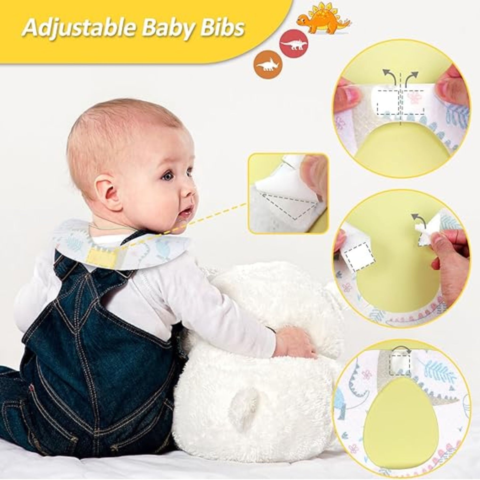Smile Baby Disposable Baby Bibs Soft Travel Bibs for Feeding Infant Babies Use and Throw Bibs Toddler Drool Burp Apron / 10PEC In One Pack