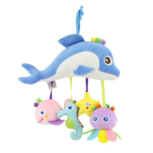 Smile Baby 1pc Sea Animal Plush Toy Kids Crib Hanging Stuffed Toy Pacified Toy for Baby Toddlers (Dolphin)