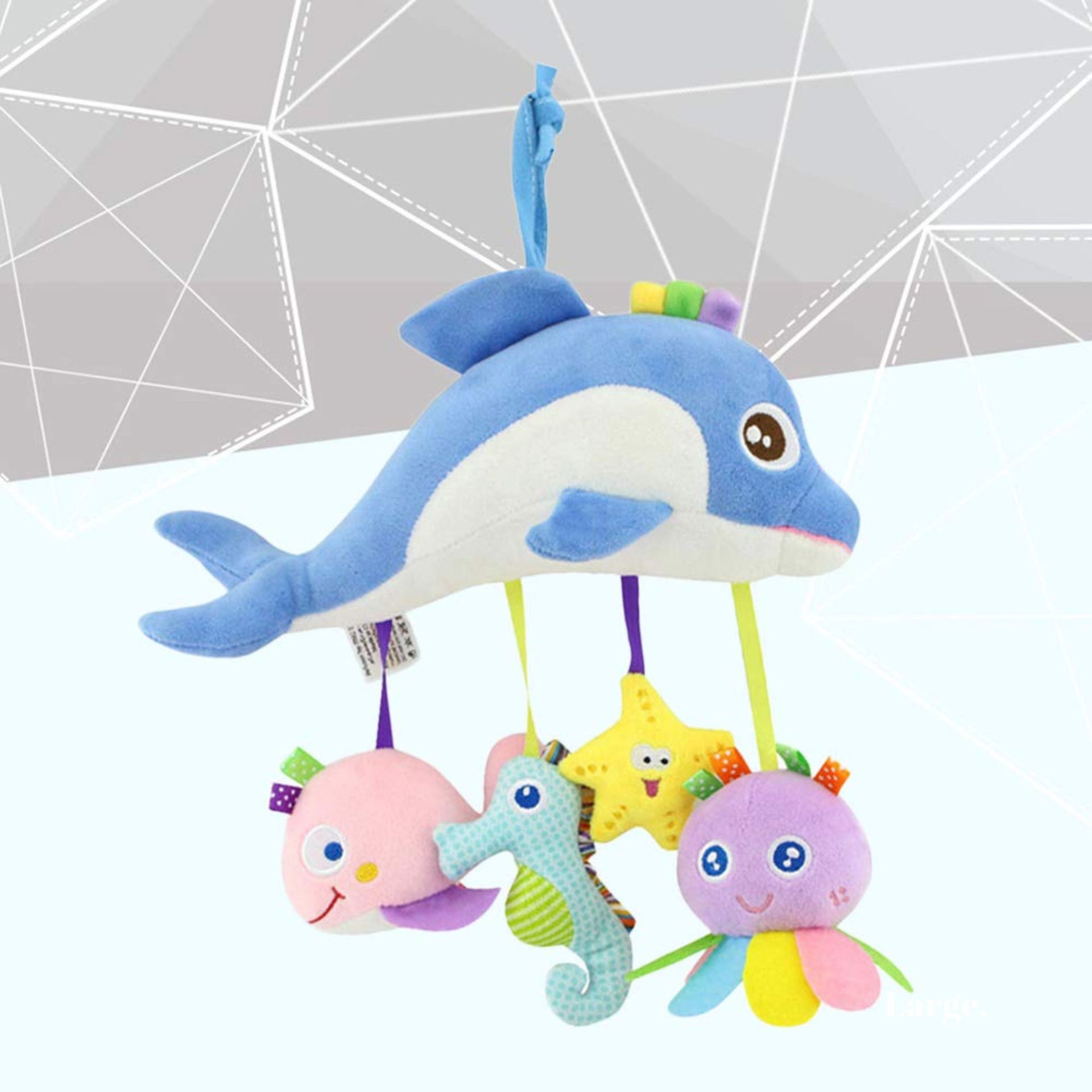 Smile Baby 1pc Sea Animal Plush Toy Kids Crib Hanging Stuffed Toy Pacified Toy for Baby Toddlers (Dolphin)