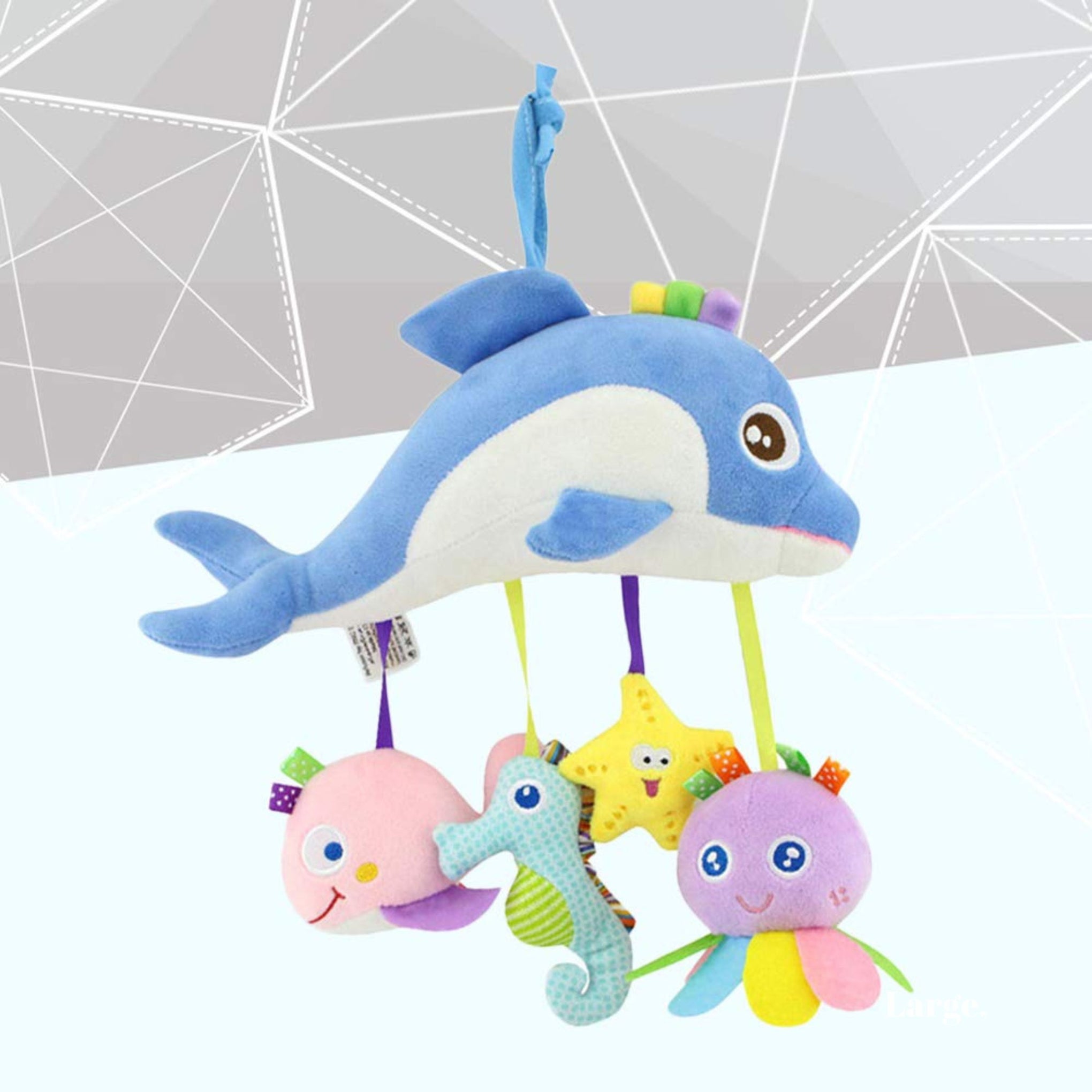 Smile Baby 1pc Sea Animal Plush Toy Kids Crib Hanging Stuffed Toy Pacified Toy for Baby Toddlers (Dolphin)