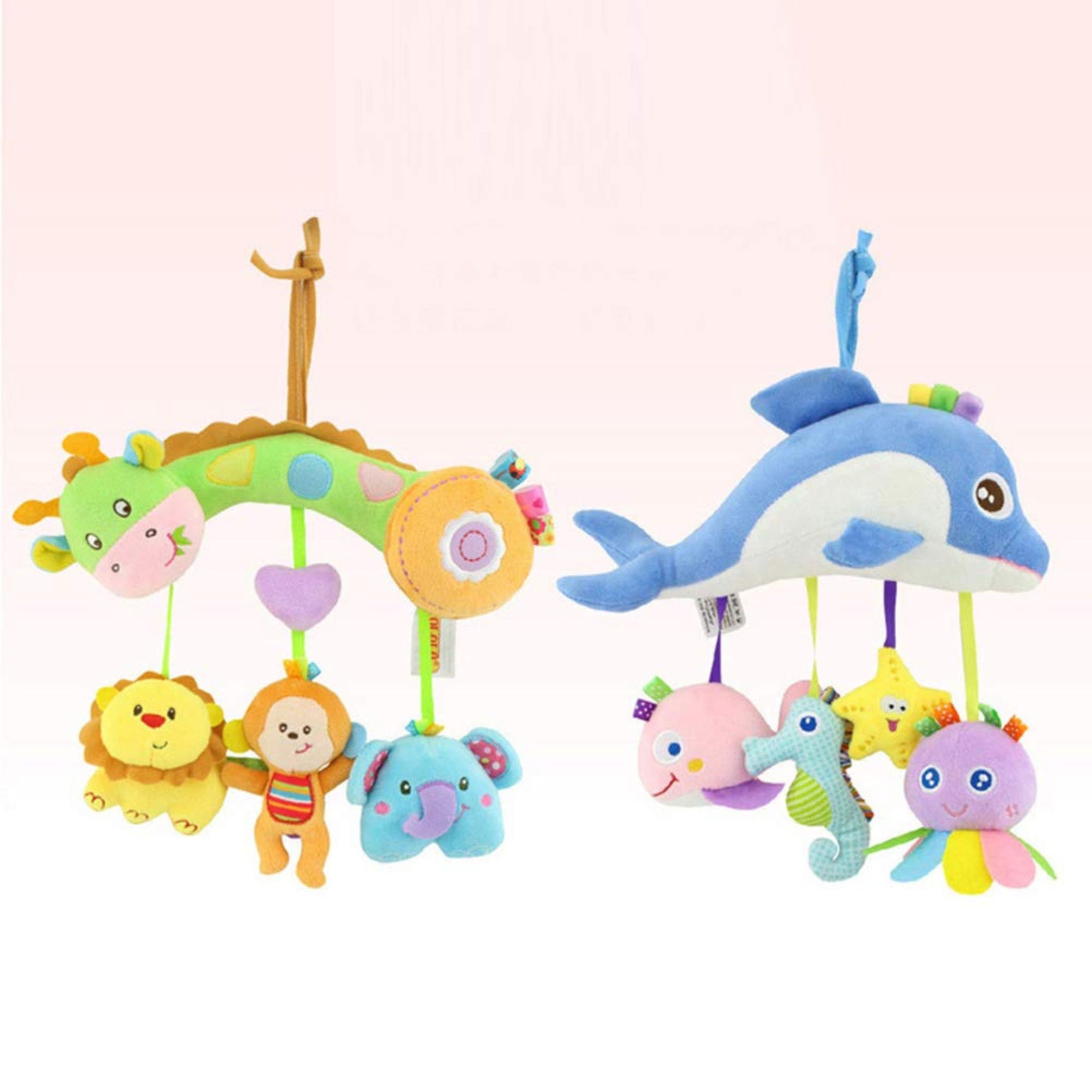 Smile Baby 1pc Sea Animal Plush Toy Kids Crib Hanging Stuffed Toy Pacified Toy for Baby Toddlers (Dolphin)